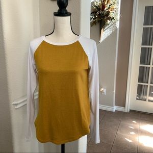 SO golden yellow and white top Size XS